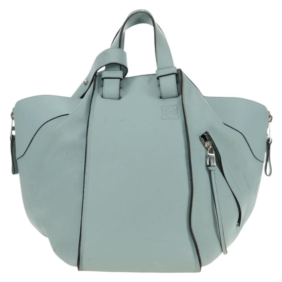 LOEWE Hammock Medium Handtas Leer 2way Lichtblauw Zilver Auth 182026V