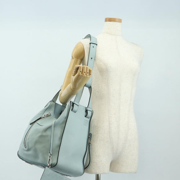 LOEWE Hammock Medium Handtas Leer 2way Lichtblauw Zilver Auth 182026V