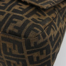FENDI Zucca Canvas Mamma Baguette Shoulder Bag Black Brown Auth 182028SAM-14
