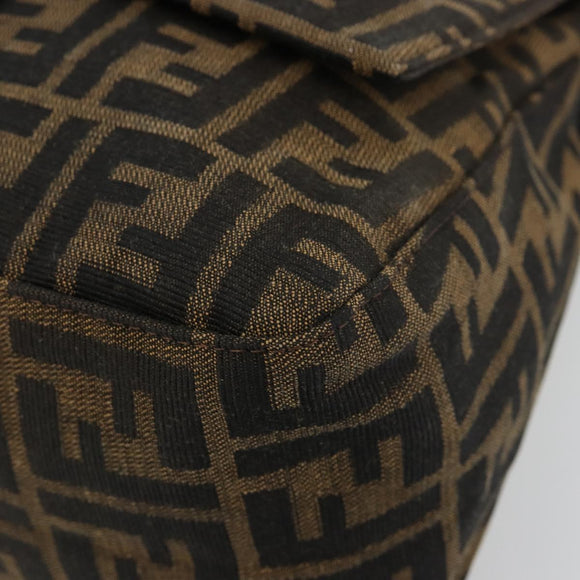FENDI Zucca Canvas Mamma Baguette Shoulder Bag Black Brown Auth 182028SAM