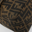 FENDI Zucca Canvas Mamma Baguette Shoulder Bag Black Brown Auth 182028SAM-15