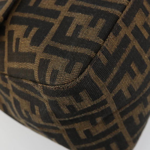 FENDI Zucca Canvas Mamma Baguette Shoulder Bag Black Brown Auth 182028SAM