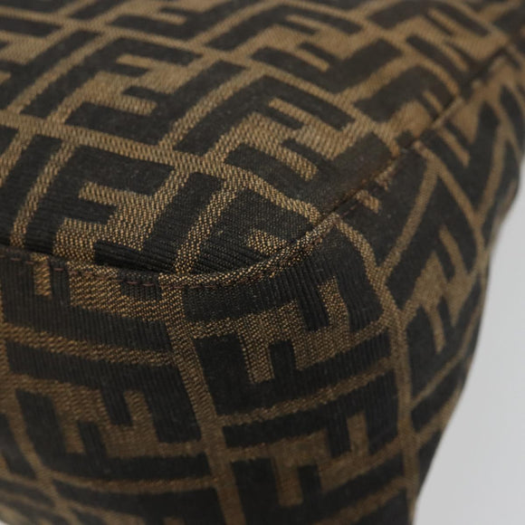FENDI Zucca Canvas Mamma Baguette Shoulder Bag Black Brown Auth 182028SAM