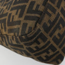 FENDI Zucca Canvas Mamma Baguette Shoulder Bag Black Brown Auth 182028SAM-17