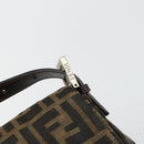 FENDI Zucca Canvas Mamma Baguette Shoulder Bag Black Brown Auth 182028SAM-18
