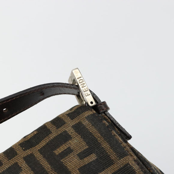 FENDI Zucca Canvas Mamma Baguette Shoulder Bag Black Brown Auth 182028SAM