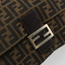 FENDI Zucca Canvas Mamma Baguette Shoulder Bag Black Brown Auth 182028SAM-19