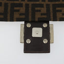 FENDI Zucca Canvas Mamma Baguette Shoulder Bag Black Brown Auth 182028SAM-9