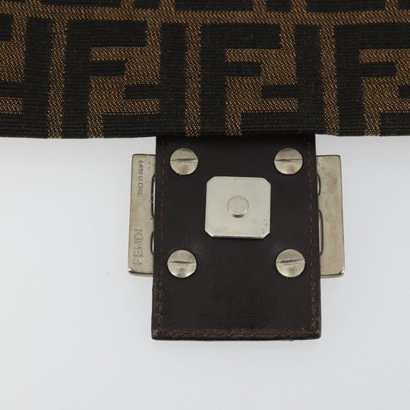 FENDI Zucca Canvas Mamma Baguette Shoulder Bag Black Brown Auth 182028SAM