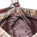 FENDI Zucca Canvas Mamma Baguette Shoulder Bag Black Brown Auth 182028SAM-22