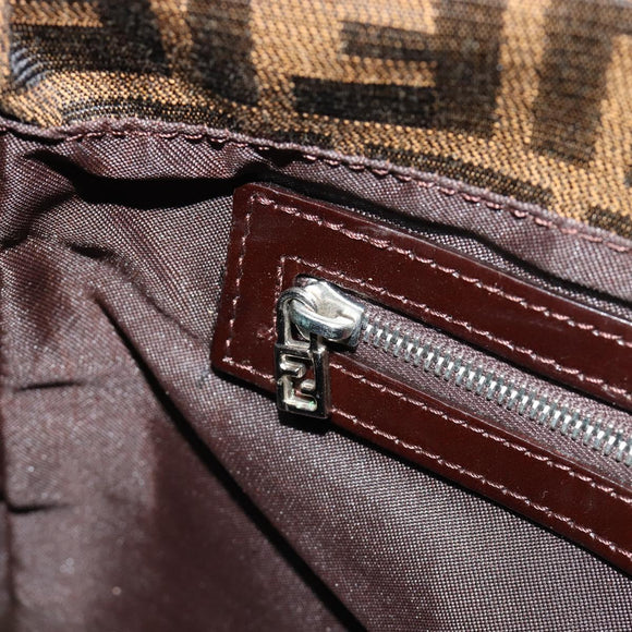 FENDI Zucca Canvas Mamma Baguette Shoulder Bag Black Brown Auth 182028SAM