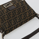 FENDI Zucca Canvas Mamma Baguette Shoulder Bag Black Brown Auth 182028SAM-6