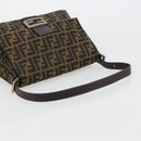 FENDI Zucca Canvas Mamma Baguette Shoulder Bag Black Brown Auth 182028SAM-7