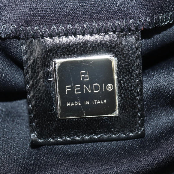 FENDI Mamma Baguette Schultertasche Baumwolle Schwarz Silber Auth 182029SAM