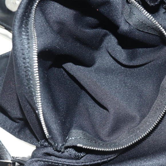 FENDI Mamma Baguette Schultertasche Baumwolle Schwarz Silber Auth 182029SAM