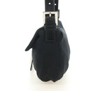 FENDI Mamma Baguette Schultertasche Baumwolle Schwarz Silber Auth 182029SAM-3