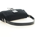 FENDI Mamma Baguette Schultertasche Baumwolle Schwarz Silber Auth 182029SAM-7