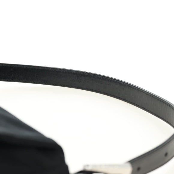 FENDI Mamma Baguette Schultertasche Baumwolle Schwarz Silber Auth 182029SAM