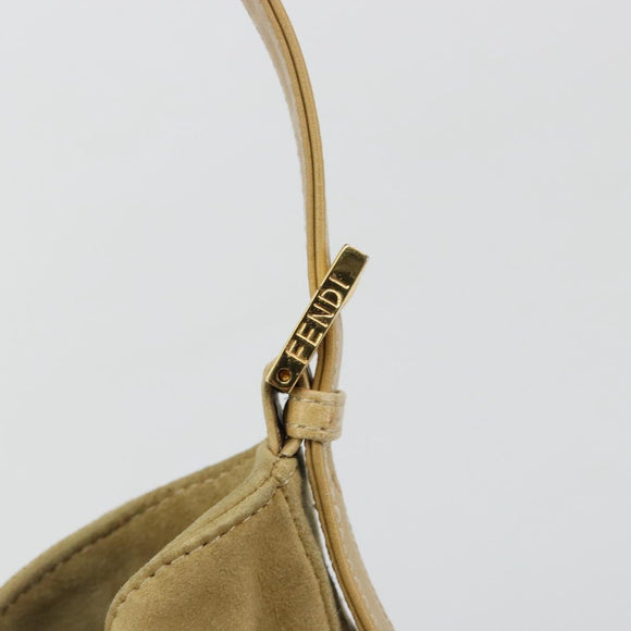 FENDI Mamma Baguette Umhängetasche Wildleder Beige Gold Original 182030V