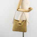 FENDI Mamma Baguette Umhängetasche Wildleder Beige Gold Original 182030V-25