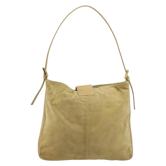 FENDI Mamma Baguette Umhängetasche Wildleder Beige Gold Original 182030V