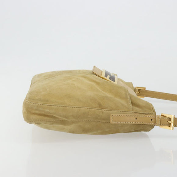 FENDI Mamma Baguette Umhängetasche Wildleder Beige Gold Original 182030V