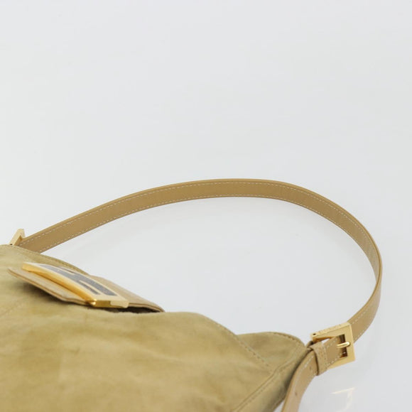 FENDI Mamma Baguette Umhängetasche Wildleder Beige Gold Original 182030V