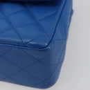 CHANEL Mini Matelasse 19 Chain Bag Lamb Skin Blue Gold CC Auth 182032SAV-10