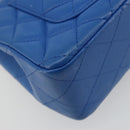 CHANEL Mini Matelasse 19 Chain Bag Lamb Skin Blue Gold CC Auth 182032SAV-13
