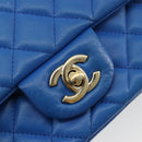CHANEL Mini Matelasse 19 Chain Bag Lamb Skin Blue Gold CC Auth 182032SAV-14