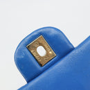 CHANEL Mini Matelasse 19 Chain Bag Lamb Skin Blue Gold CC Auth 182032SAV-16