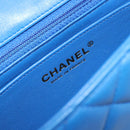 CHANEL Mini Matelasse 19 Chain Bag Lamb Skin Blue Gold CC Auth 182032SAV-17