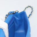 CHANEL Mini Matelasse 19 Chain Bag Lamb Skin Blue Gold CC Auth 182032SAV-19