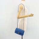 CHANEL Mini Matelasse 19 Chain Bag Lamb Skin Blue Gold CC Auth 182032SAV-25