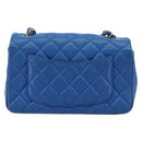CHANEL Mini Matelasse 19 Chain Bag Lamb Skin Blue Gold CC Auth 182032SAV-3