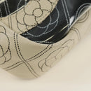 CHANEL Camelia Shoulder Bag Coated Canvas White Black CC Auth 182034SAV-11