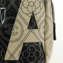 CHANEL Camelia Shoulder Bag Coated Canvas White Black CC Auth 182034SAV-17