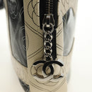 CHANEL Camelia Shoulder Bag Coated Canvas White Black CC Auth 182034SAV-18