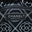 CHANEL Camelia Shoulder Bag Coated Canvas White Black CC Auth 182034SAV-19