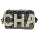 CHANEL Camelia Shoulder Bag Coated Canvas White Black CC Auth 182034SAV-2