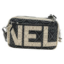 CHANEL Camelia Shoulder Bag Coated Canvas White Black CC Auth 182034SAV-3