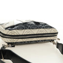 CHANEL Camelia Shoulder Bag Coated Canvas White Black CC Auth 182034SAV-6