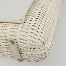 Salvatore Ferragamo Gancini Hand Bag Rattan White Gold Auth 182039A-10