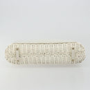Salvatore Ferragamo Gancini Hand Bag Rattan White Gold Auth 182039A-9
