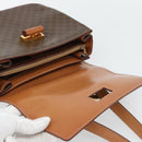 CELINE Macadam Canvas Hand Bag PVC Leather 2way Brown Gold Auth 182040A-10