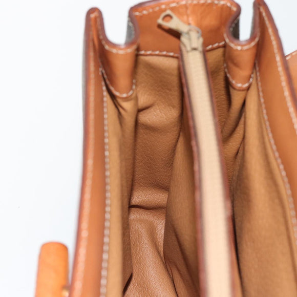 CELINE Macadam Canvas Hand Bag PVC Leather 2way Brown Gold Auth 182040A