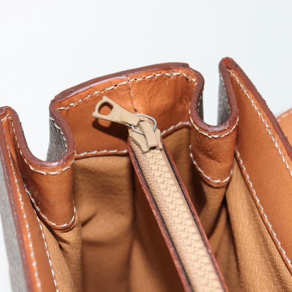 CELINE Macadam Canvas Hand Bag PVC Leather 2way Brown Gold Auth 182040A