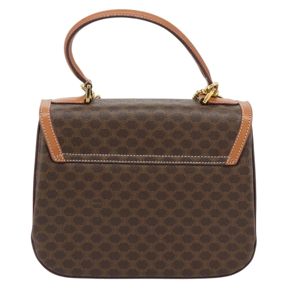 CELINE Macadam Canvas Hand Bag PVC Leather 2way Brown Gold Auth 182040A