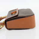CELINE Macadam Canvas Hand Bag PVC Leather 2way Brown Gold Auth 182040A-3