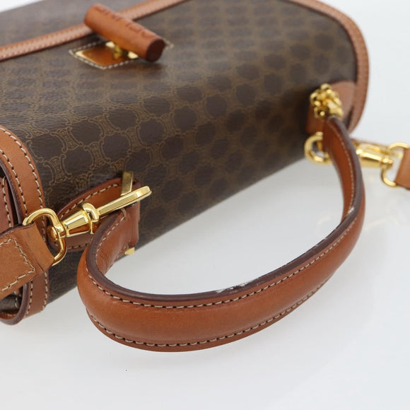 CELINE Macadam Canvas Hand Bag PVC Leather 2way Brown Gold Auth 182040A